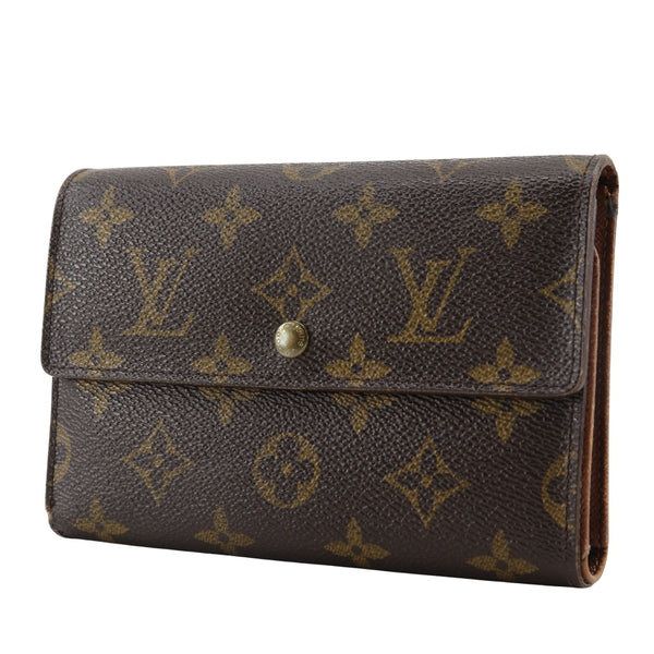 [Louis Vuitton]LOUIS VUITTON
 Resolución de Porto Etui Billetera de tres plietas de papye 
 M61202 Monogram Canvas Tea SP1000 Botón grabado grabado Porto Tresol Etui Papie Unisex B-Rank