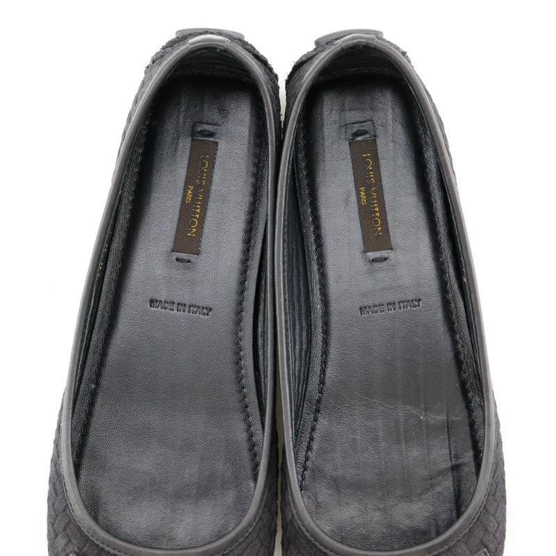 [Louis Vuitton]LOUIS VUITTON LV Logo Ballet Shoes Flat Ballerina Swed Black FA0112 Engraved Lv Logo Ladies