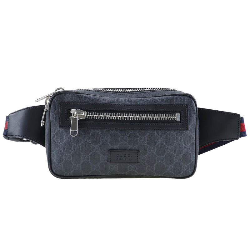 [GUCCI] Gucci 
 GG Sprem Body Bag 
 474293 PVC Coating Canvas Black Diagonal Shoulder Double Fastener GG Supreme Men A Rank