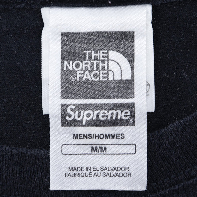 [북쪽] 북쪽 얼굴 
 최고 협업 단거리 슬리브 T 셔츠 
 원정대 사진 2018AW NT818021 Cotton Black Supreme Collaboration Men 's