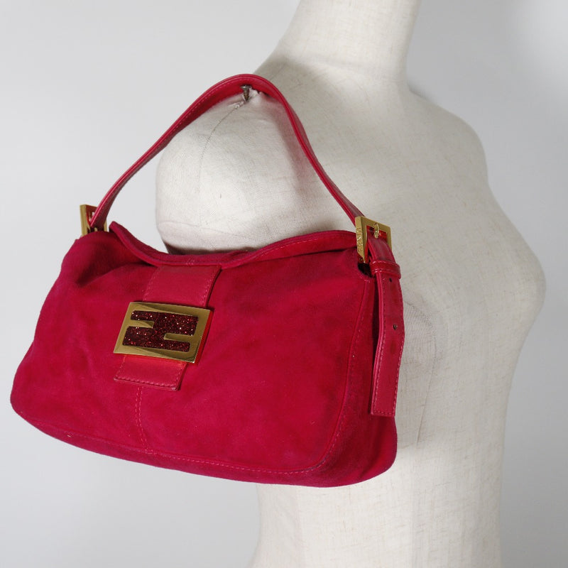 [FENDI] Fendi 
 Mamma Bucket Shoulder Bag 
 One Shoulder Swed Red Shoulder Flap MAMMA BUCKET Ladies