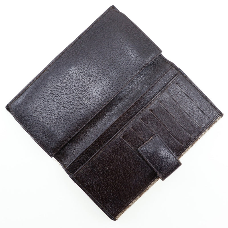 [GUCCI] Gucci 
 long wallet 
 112715 GG Canvas tea Snap button Ladies B-Rank