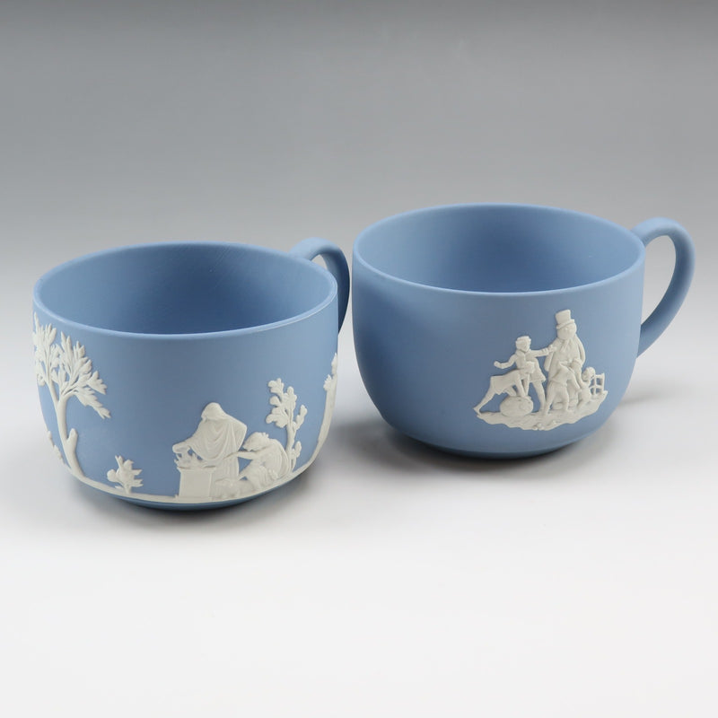 [Wedgwood] Wedgwood 
 vaisselle bleu pâle en jaspe 
 Tasse & soucoupe x 2 jaspe bleu pâle _Rang A