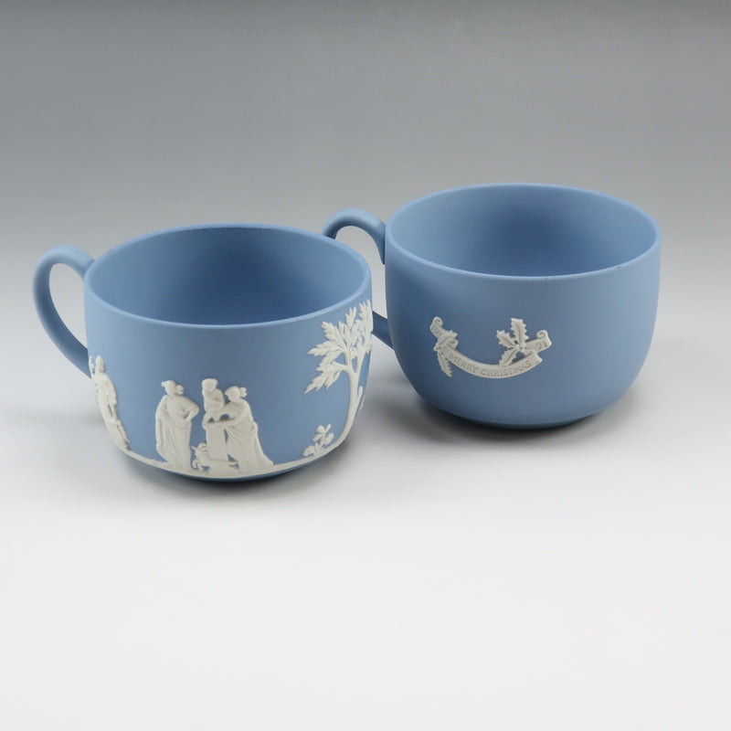 [Wedgwood] Wedgwood 
 vaisselle bleu pâle en jaspe 
 Tasse & soucoupe x 2 jaspe bleu pâle _Rang A