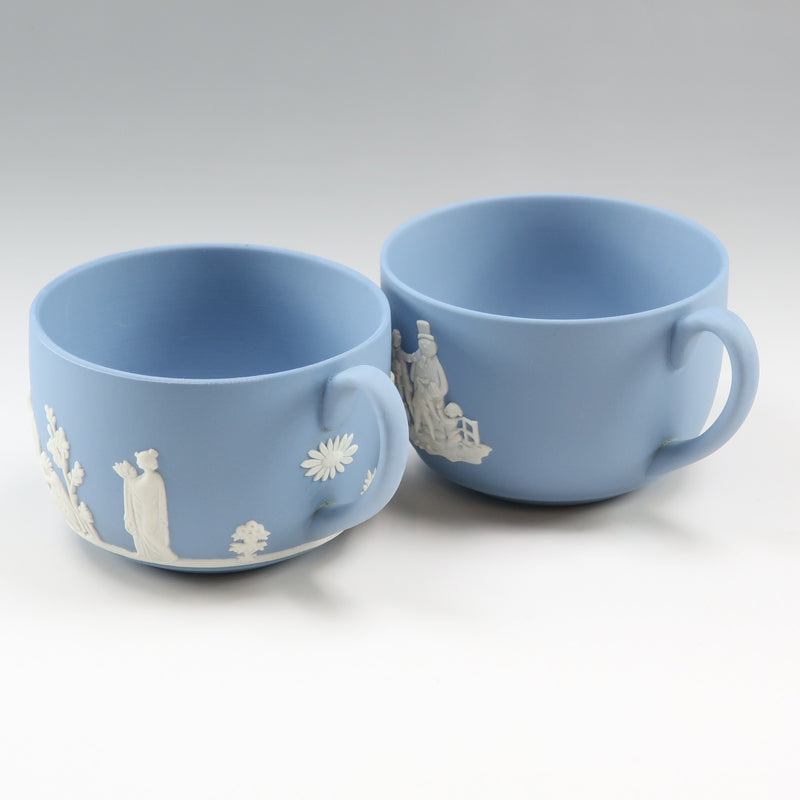 [Wedgwood] Wedgwood 
 vaisselle bleu pâle en jaspe 
 Tasse & soucoupe x 2 jaspe bleu pâle _Rang A