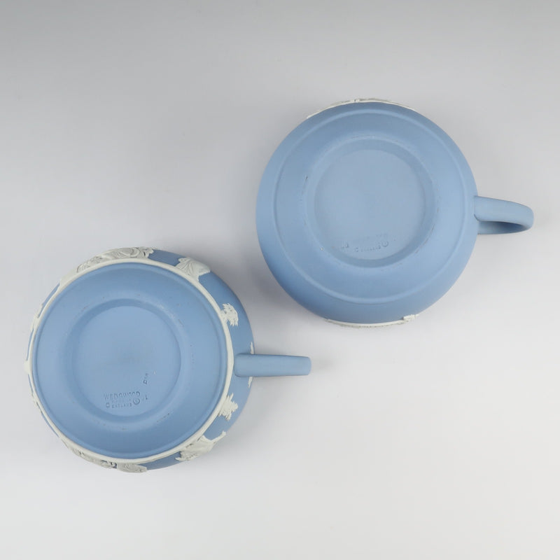 [Wedgwood] Wedgwood 
 vaisselle bleu pâle en jaspe 
 Tasse & soucoupe x 2 jaspe bleu pâle _Rang A
