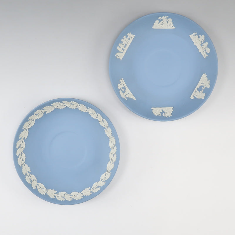 [Wedgwood] Wedgwood 
 vaisselle bleu pâle en jaspe 
 Tasse & soucoupe x 2 jaspe bleu pâle _Rang A