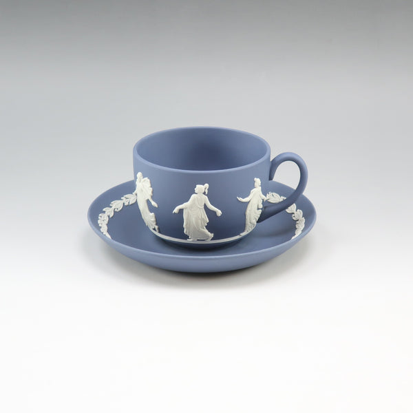[Wedgwood] Wedgwood 
 vaisselle bleu portland jaspe 
 Tasse & soucoupe x 1 jaspe bleu portland _Rang A