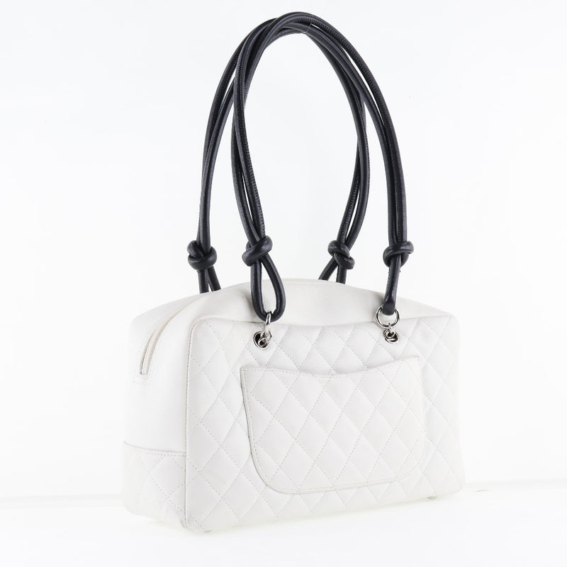 [CHANEL] Chanel 
 Cambon line shoulder bag 
 Bowling bag A25171 Lambskin White Shoulder Fastener Cambon LINE Ladies