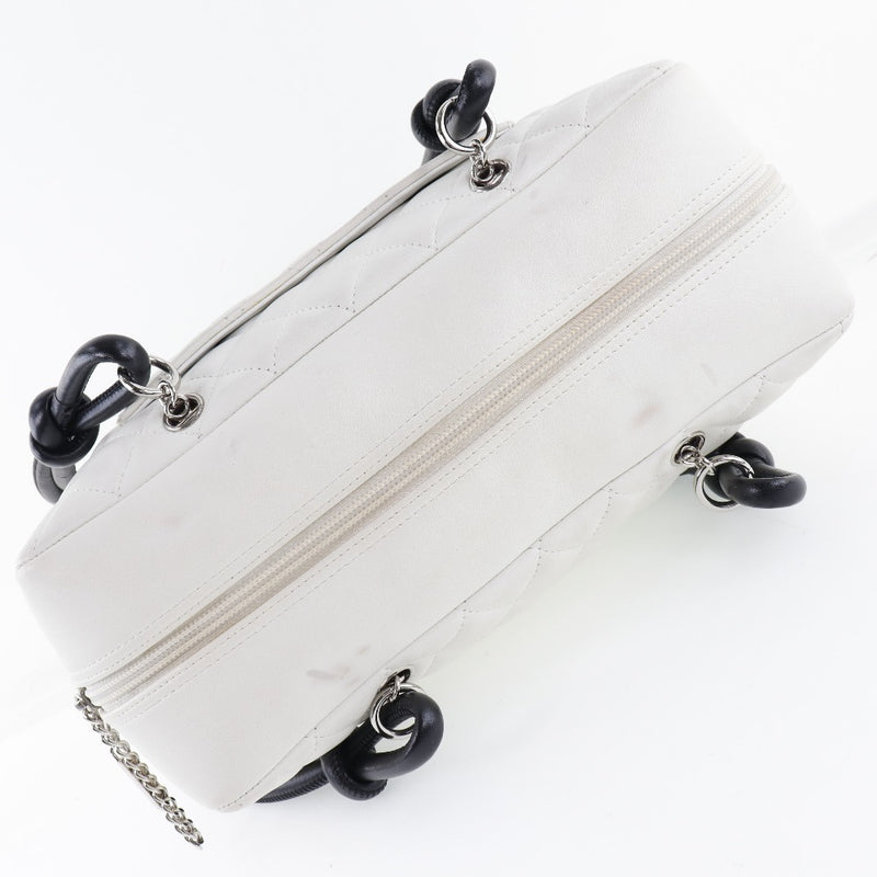 [샤넬] 샤넬 
 캠본 라인 숄더백 
 볼링 가방 A25171 램스킨 흰색 어깨 패스너 캠본 라인 레이디스