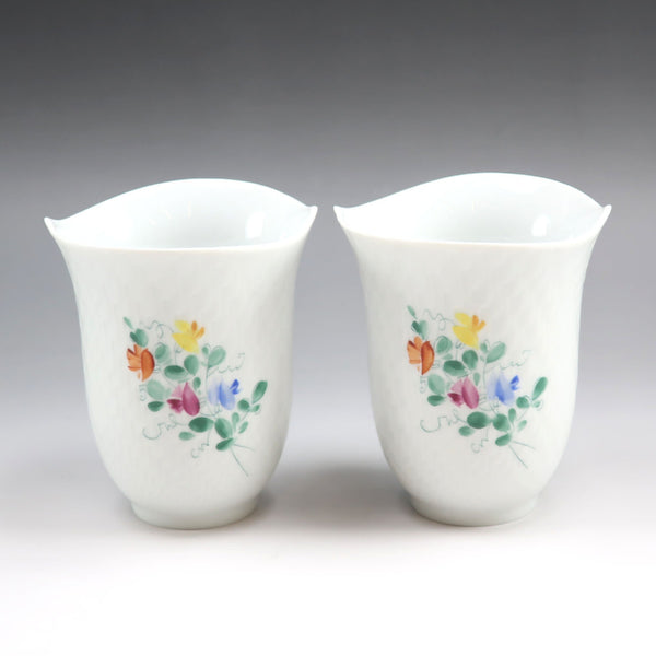 [Meissen] Meissen 
 Vaisselle Wave Play aux pois de senteur 
 Gobelet x 2 55404/68a087 Porcelaine Le Jeu des Vagues Pois de Senteur rang _A+