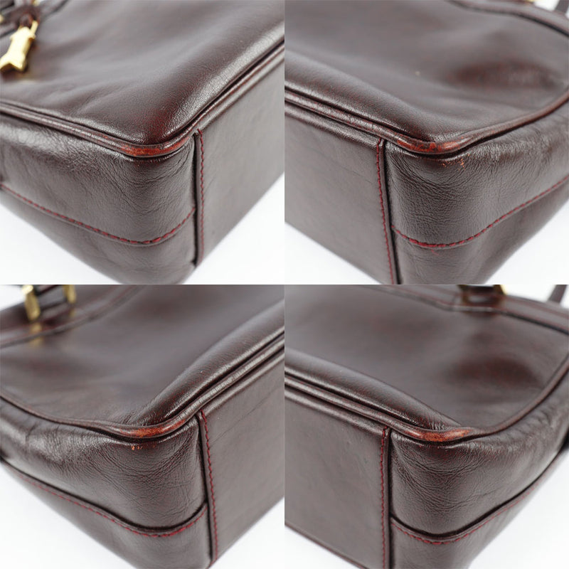 [Gold Pfeil] Gold file 
 Handbag 
 Leather Bordeaux Fastener Ladies