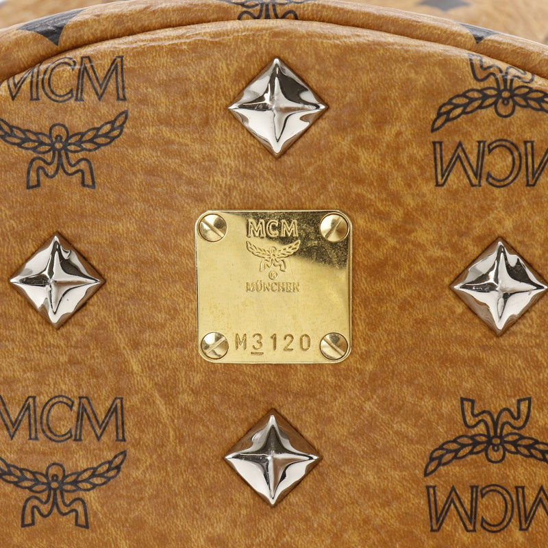 [MCM] MCM Logogram Backpack・Daypack Small Studs MMK2AVE20 PVC Brown Shoulder Handbag 2way A5 DoubleFastener Logogram Women