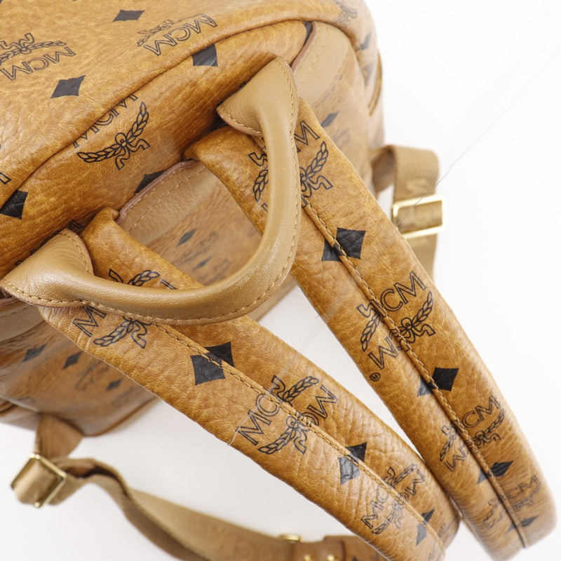 [MCM] MCM Logogram Backpack・Daypack Small Studs MMK2AVE20 PVC Brown Shoulder Handbag 2way A5 DoubleFastener Logogram Women