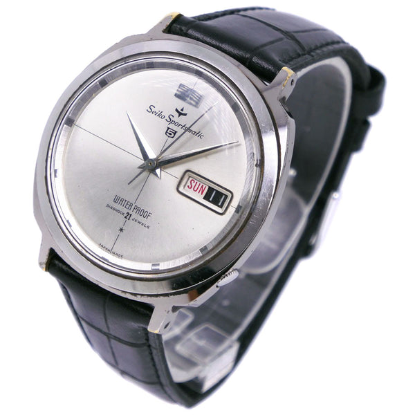 【SEIKO】セイコー
 スポーツマチック5 腕時計
 6606-7990 ステンレススチール×レザー シルバー 自動巻き シルバー文字盤 sportmatic 5 メンズB-ランク