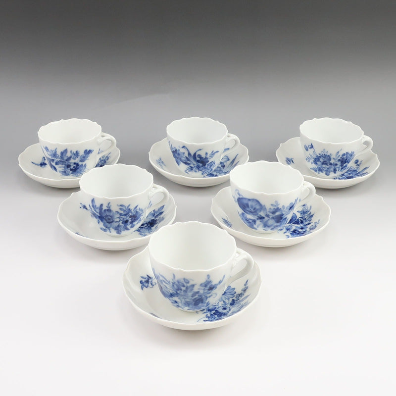 【Meissen】マイセン 青い花と昆虫 デミタスカップ＆ソーサー 6客 食器