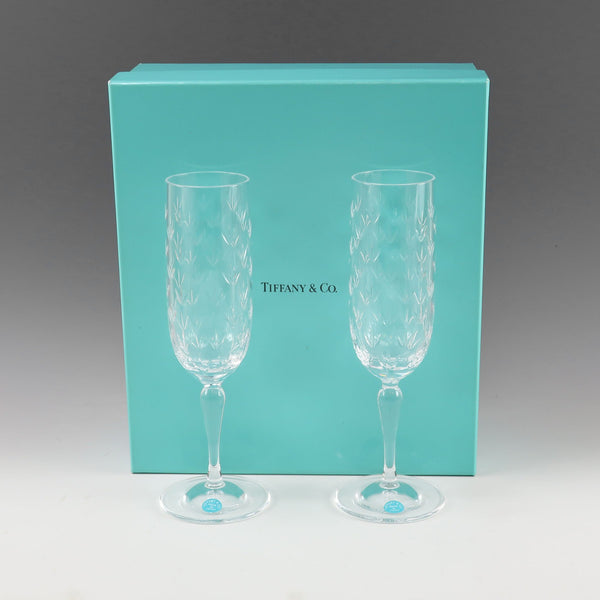 【TIFFANY&Co.】ティファニー
 フローレット 食器
 シャンパングラス×2 クリスタル Floret _Aランク