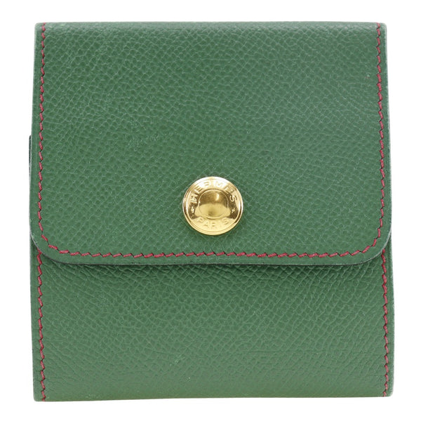 [HERMES] Hermes 
 Aradifcoin case 
 Post -it case leather □ A engraved snap button ARAJIF unisex