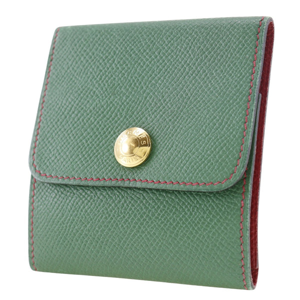 [HERMES] Hermes 
 Aradifcoin case 
 Post -it case leather □ A engraved snap button ARAJIF unisex