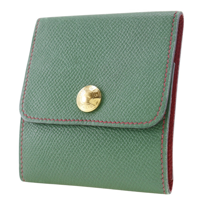 [HERMES] Hermes Aradif Coin Purse Post -it case leather □ A engraved snap button ARAJIF unisex