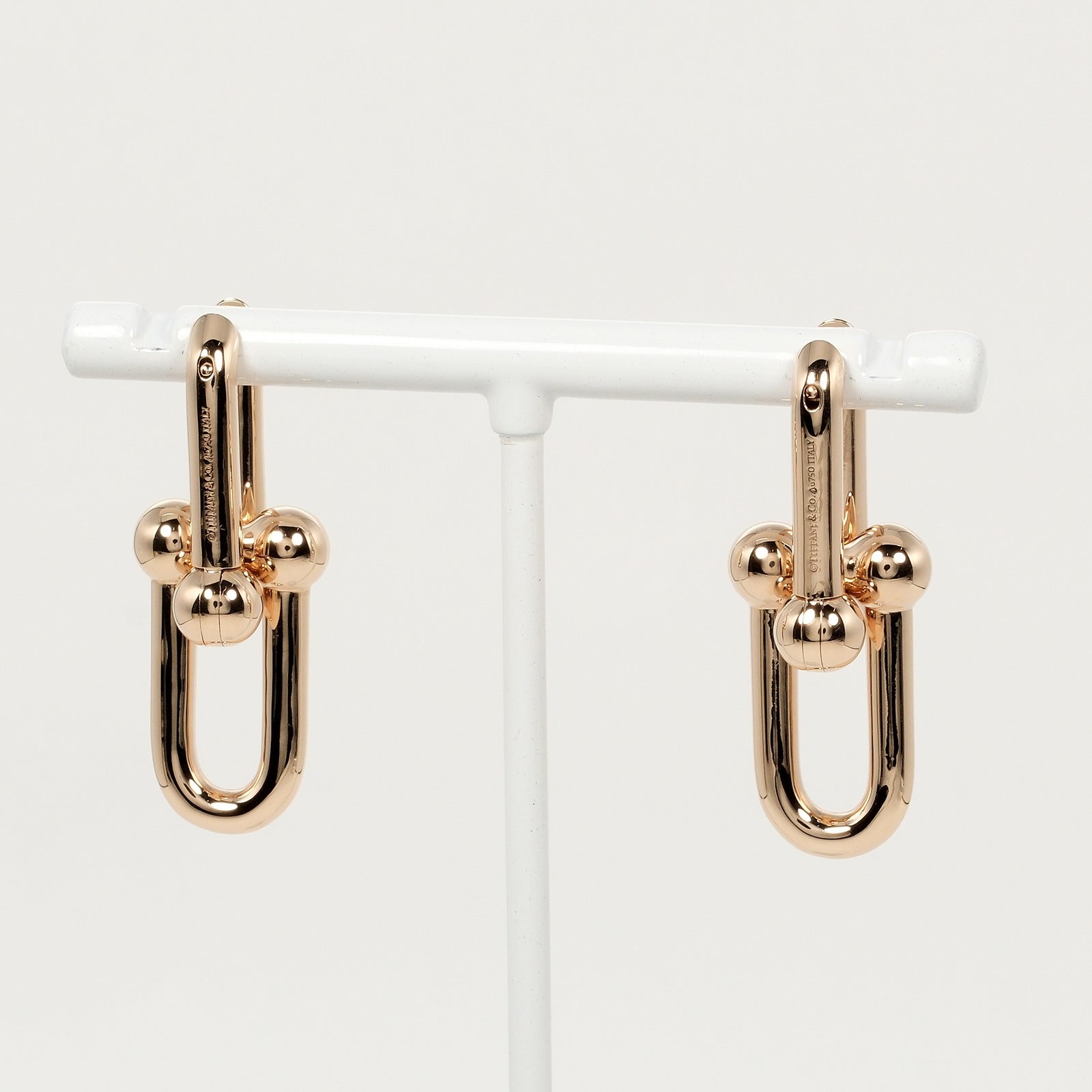 ハードウェア風　チェーンピアス ピンクゴールド TIFFANY&Co.】ティファニー ハードウェア ラージ ピアス K18ピンク