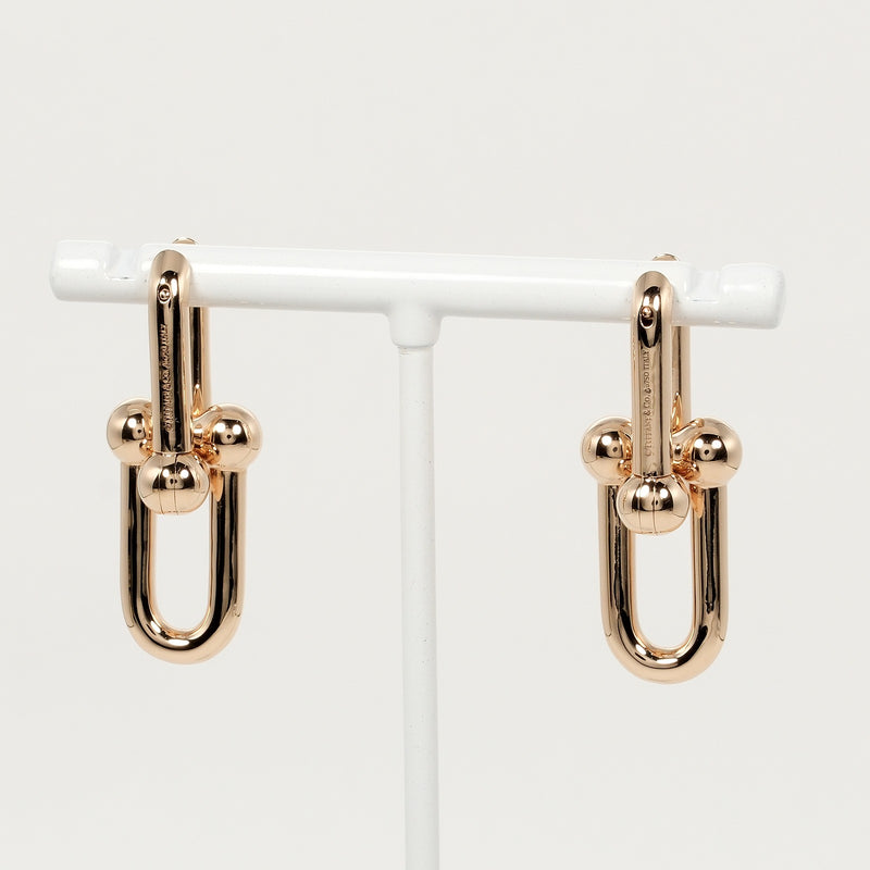 [Tiffany＆Co。]蒂法尼 
 硬件大耳环 
 K18粉红色黄金大约11.86克硬件大女士
