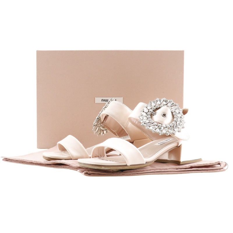 [miumiu] miu miu bijoux 샌들 새틴 베이비 핑크 Bijoux 여자