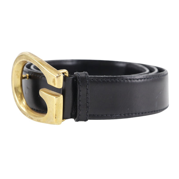 [GUCCI] Gucci 
 G buckle belt 
 Leather x gold plating black G buckle ladies