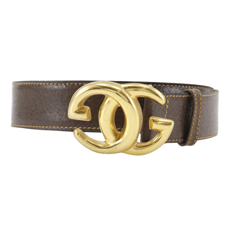 [GUCCI] Gucci Interlocking G Belt Leather ×Plated Gold Brown Interlocking G Men's