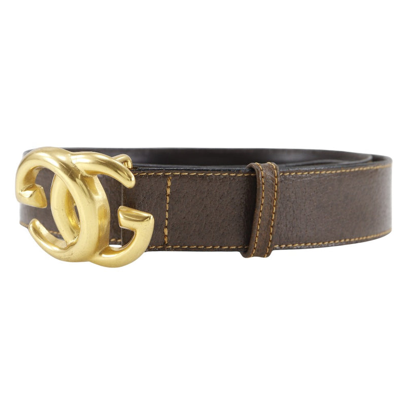 [GUCCI] Gucci Interlocking G Belt Leather ×Plated Gold Brown Interlocking G Men's