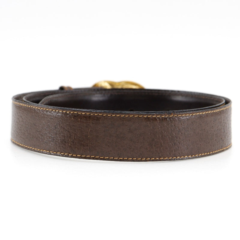 [GUCCI] Gucci Interlocking G Belt Leather ×Plated Gold Brown Interlocking G Men's