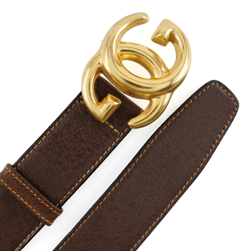 [GUCCI] Gucci Interlocking G Belt Leather ×Plated Gold Brown Interlocking G Men's