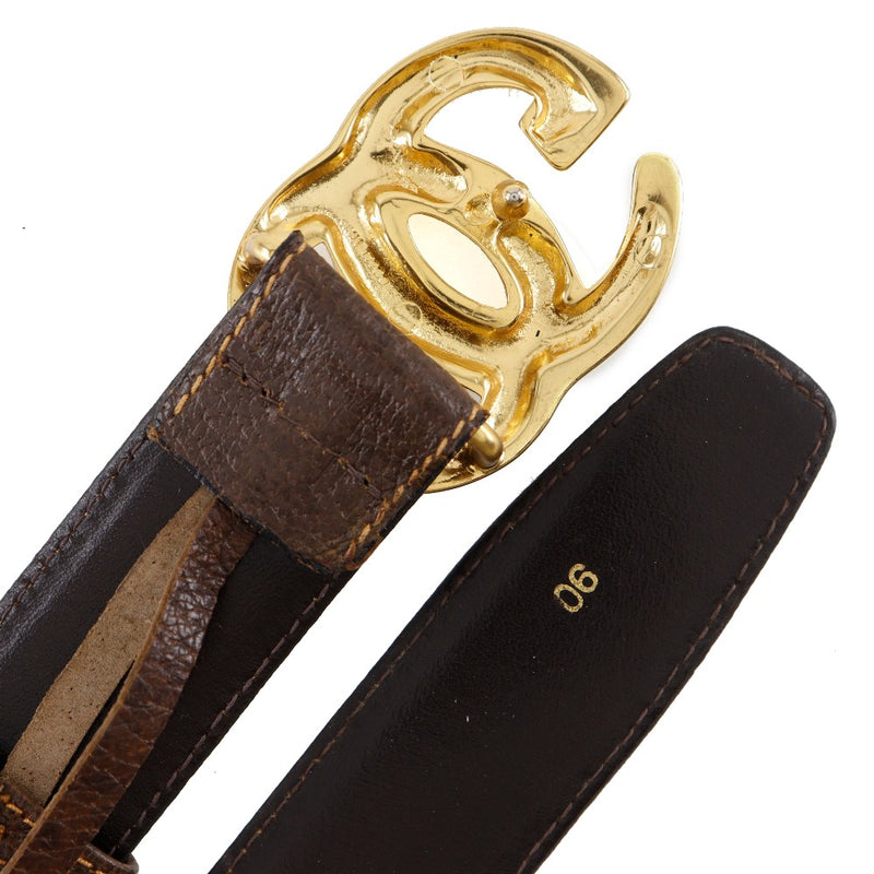 [GUCCI] Gucci Interlocking G Belt Leather ×Plated Gold Brown Interlocking G Men's