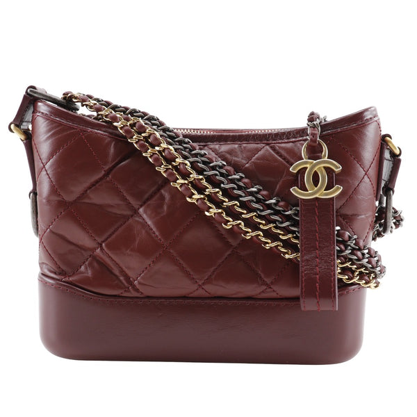 [CHANEL] Chanel 
 Small hobo Shoulder Bag
 Gabriel Du Chanel A91810 Calfskin Wine red diagonally hanging shoulder 2way Fastener Small Hobo Ladies