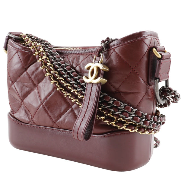 [CHANEL] Chanel 
 Small hobo Shoulder Bag
 Gabriel Du Chanel A91810 Calfskin Wine red diagonally hanging shoulder 2way Fastener Small Hobo Ladies