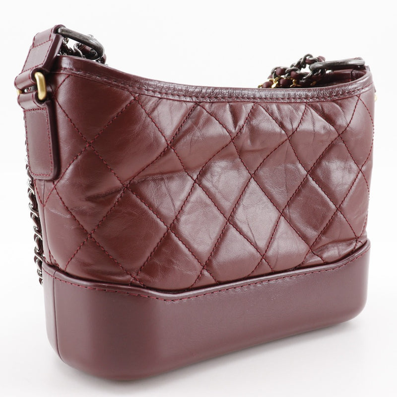 [CHANEL] Chanel 
 Small hobo Shoulder Bag
 Gabriel Du Chanel A91810 Calfskin Wine red diagonally hanging shoulder 2way Fastener Small Hobo Ladies