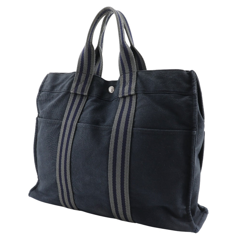 [HERMES] Hermes 
 Fooltu MM Tote Bag
 Cotton canvas black handbag A4 snap button Fourre Toutmm Unisex