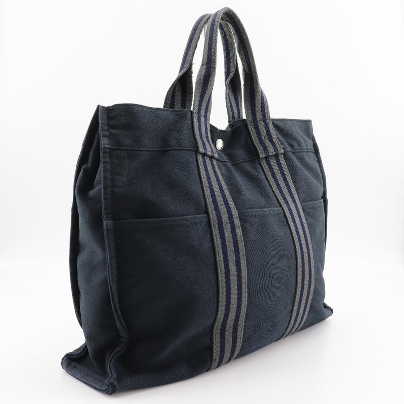 [HERMES] Hermes 
 Fooltu MM Tote Bag
 Cotton canvas black handbag A4 snap button Fourre Toutmm Unisex