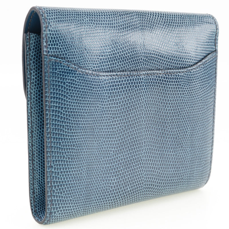 [HERMES] Hermes 
 Concertance compact Bi-Fold Wallet
 Lizard Blue □ R engraved flap CONSTANCE COMPACT Unisex