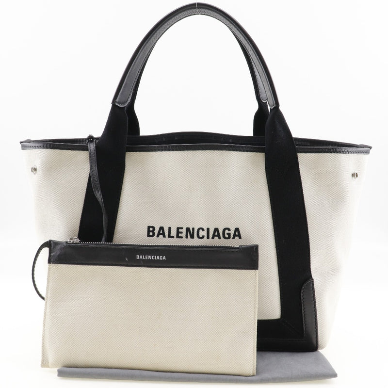 [Balenciaga] Balenciaga 
 Sac fourre-tout de la marine Kaba 
 339933 Canvas Off White / Black Bouleur à main A4 Open Navy Hippo S Ladies