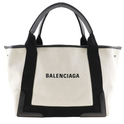 [Balenciaga] Balenciaga 
 Sac fourre-tout de la marine Kaba 
 339933 Canvas Off White / Black Bouleur à main A4 Open Navy Hippo S Ladies