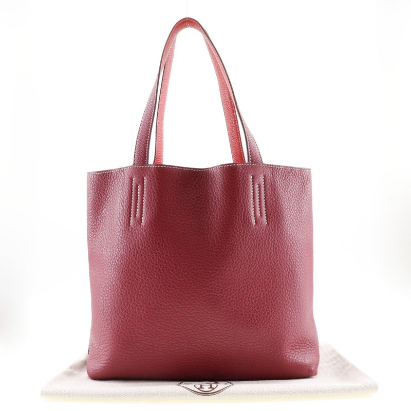 [Hermes] Hermes Duble Sense 28 sac fourre-tout réversible Ruby / Bougainville Red / Pink Y Sac à main gravé A5 Open Doble Sense 28 Mesdames A-Rank