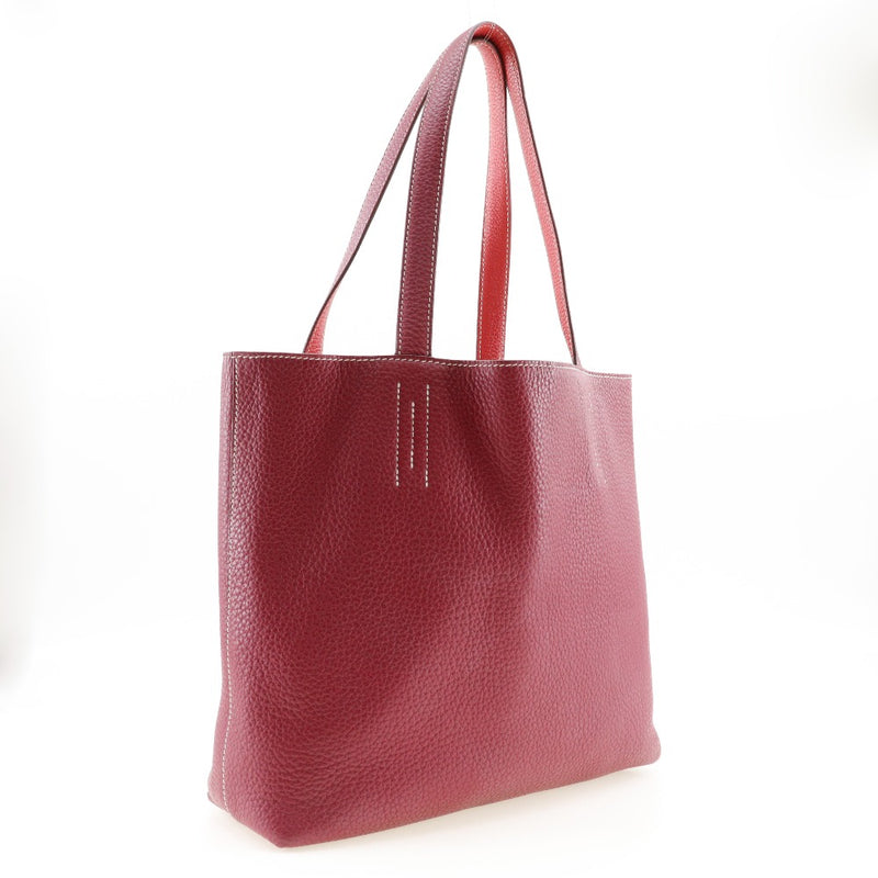 [HERMES] Hermes 
 Dubble sense 28 Tote Bag
 Reversible Leather Ruby/Bougainville Red/Raspberry Pink Y engraved shoulder handbag A5 Open DOBLE SENSE 28 Ladies A-Rank