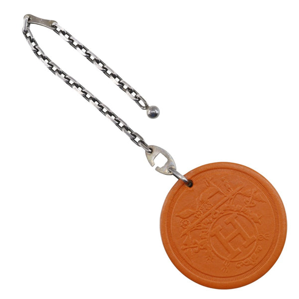 [Hermes] Hermes 
 Takashimaya Limited Keychain 
 Kyoto Takashimaya 2008 Key Charm Leather X Silver 925 Orange Takashimaya Limited Unisex