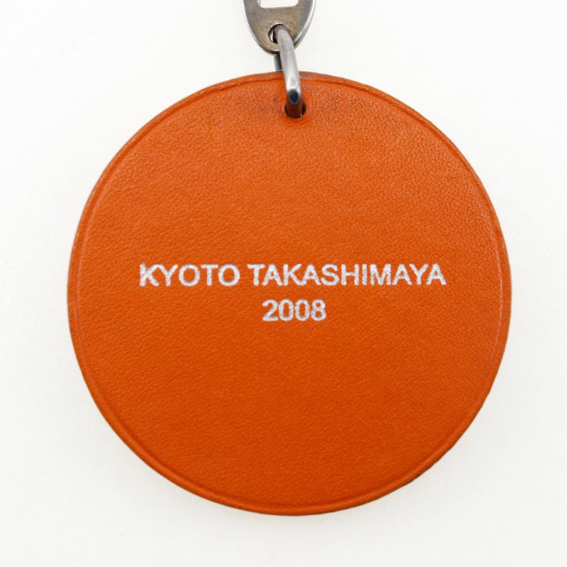 【HERMES】エルメス
 高島屋限定 キーホルダー
 KYOTO TAKASHIMAYA 2008 キーチャーム レザー×シルバー925 オレンジ Takashimaya limited ユニセックス