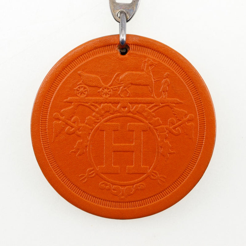 【HERMES】エルメス
 高島屋限定 キーホルダー
 KYOTO TAKASHIMAYA 2008 キーチャーム レザー×シルバー925 オレンジ Takashimaya limited ユニセックス