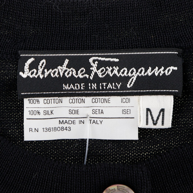【Salvatore Ferragamo】サルヴァトーレフェラガモ
 カーディガン
 136180843 コットン×シルク 黒 レディースA+ランク
