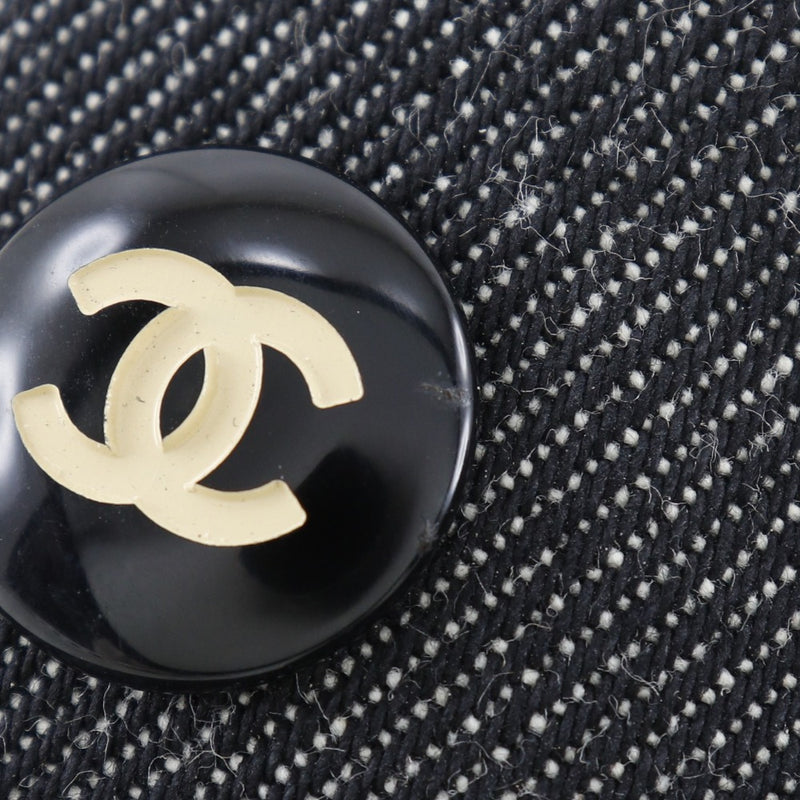 【CHANEL】シャネル
 ココボタン ローファー
 デニム 黒 COCO Button レディースA+ランク