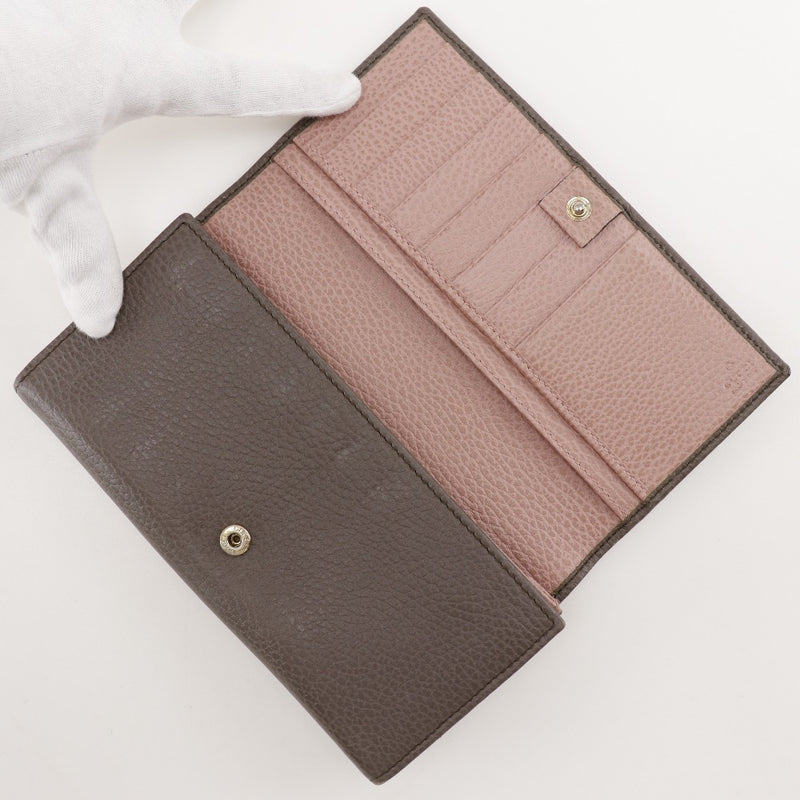 [GUCCI] GUCCI Long Wallet 354498 Cuir Gris / Rose Button Mesdames