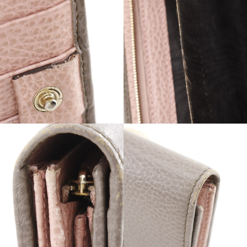 [GUCCI] GUCCI Long Wallet 354498 Cuir Gris / Rose Button Mesdames